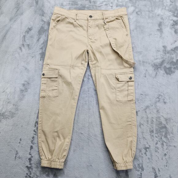 V.I.P Jeans Womens 15/16 Tan Mid Rise Cargo Jogger Utility Grunge Stretch Casual - Picture 1 of 11